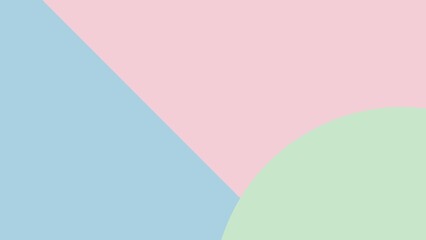 Abstract geometric background with soft pastel colors. Features a minimalist design with pink and blue triangles and soft green semi-circles