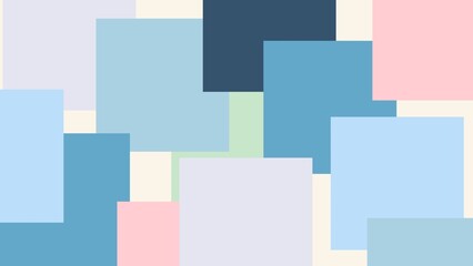 Abstract composition featuring overlapping pastel rectangles in shades of blue, pink, green, and cream. Modern and minimalist, this geometric background is ideal for stylish and contemporary themes