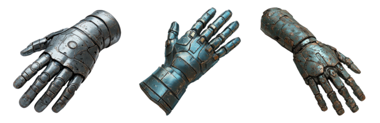 PNG Futuristic Robotic Hands for Technology Concepts. Isolated on transparent background