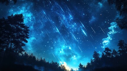 Naklejka premium Shooting stars in the night sky