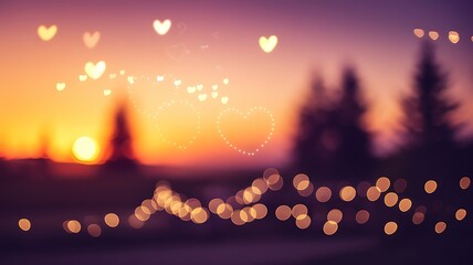 Heart-Shaped Bokeh Lights During Sunset