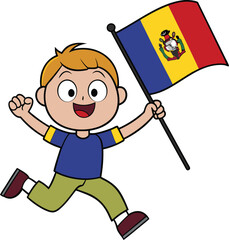vector child run in hand-andorra flag independence day