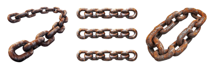 PNG Rusty Chains on Transparent Background. Isolated on transparent background