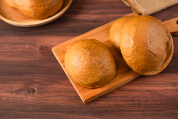 Mexican coffee bun. It is sweet bun with coffee topping and butter as filling