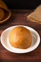 Mexican coffee bun. It is sweet bun with coffee topping and butter as filling