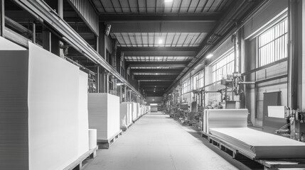 Obraz premium Monochrome Industrial Paper Factory Interior