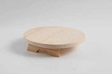 Wooden plate display tray for sushi on White Background