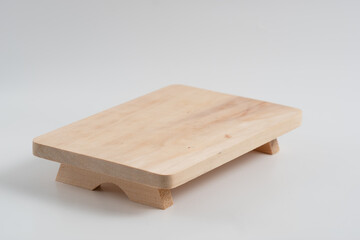 Wooden plate display tray for sushi on White Background