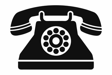 Telephone Silhouette Vector, Old Phone Icon Symbol