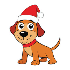 christmas santa hat cartoon dog white background