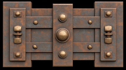 Obraz premium Rustic Metal Gate with Brass Accents Industrial Design Vintage Metalwork