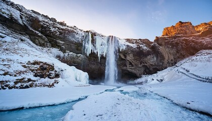 Majestic Frozen Waterfall in Winter