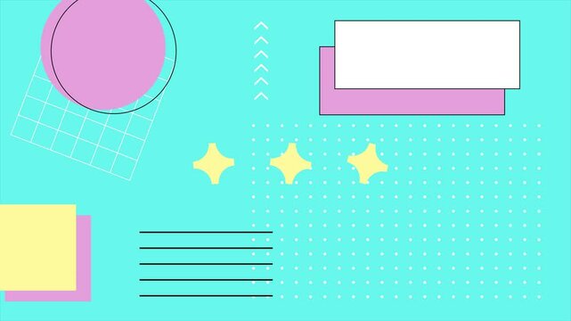 Colorful geometric abstract animation with modern shapes seamless 4k video background motion pop art design