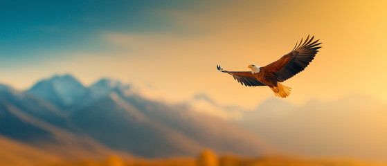 Wings of Grandeur: An Eagle's Journey Through Snowy Peaks
