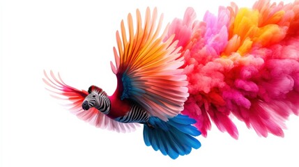 Obraz premium Colorful bird with vibrant feathers against a white isolate background.