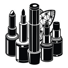 Obraz premium vector collection of lipsticks on white background