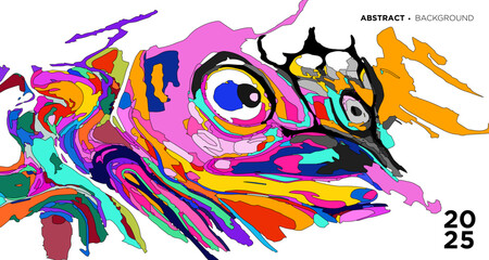 Colorful abstract fluid psychedelic background New Year 2025
