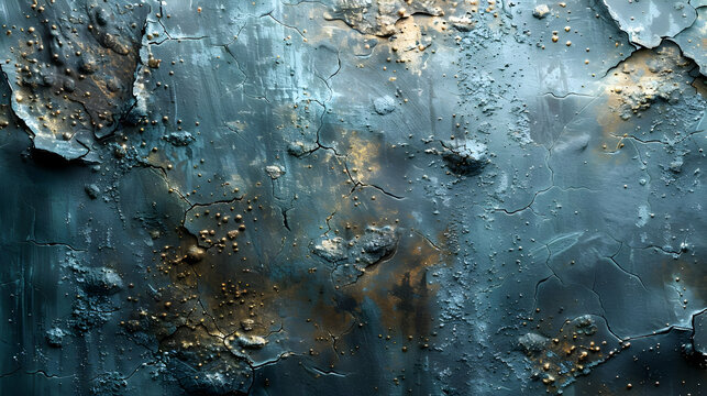 Abstract Dark Blue & Gold Cracked Texture Background