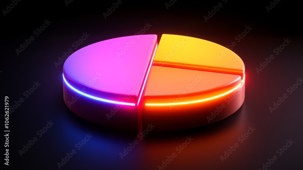 Aufkleber Bright 3D Pie Chart with Colorful Slices