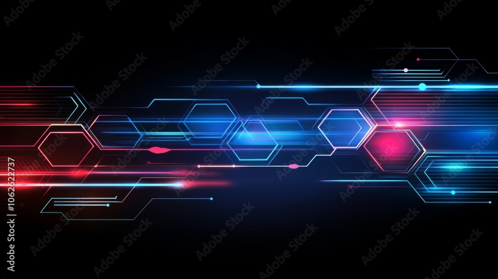 Poster Futuristic Graphic Design with Hexagonal Layers