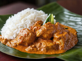 Ayam Rendang An Elegant Presentation Showcasing Slow-Cooked Spicy Chicken