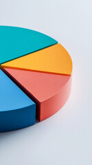 Obraz premium colorful circular diagram pie chart in teal yellow pink and blue on white background