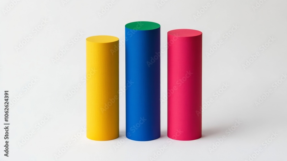 Aufkleber Minimalist 3D Bar Graph with Solid Color Bars