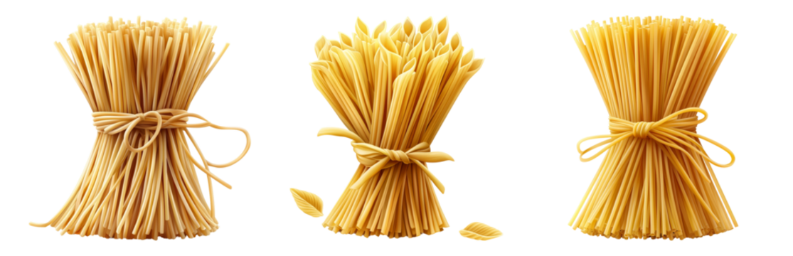 PNG Bundles of Raw Pasta for Culinary Creations. Isolated on transparent background - Powered by Adobe