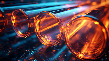 Abstract Glass Tubes in Orange & Blue Light - Loop Animation