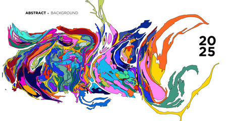Fototapeta premium Colorful abstract fluid psychedelic background New Year 2025 