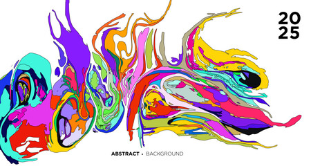 Colorful abstract fluid psychedelic background New Year 2025
