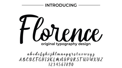 Florence Font Stylish brush painted an uppercase vector letters, alphabet, typeface