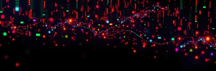 Obraz premium Animation of colorful digital data flowing on dark background, data, futuristic, concept