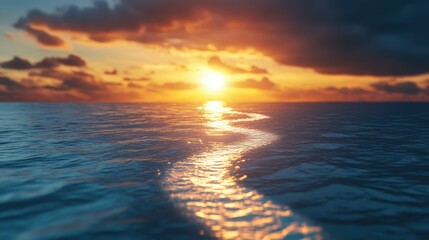 Obraz premium A shining focus point at the end of a river path, representing smooth and strategic business flow.