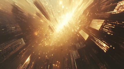 An abstract cityscape with roads converging on a point of light, symbolizing strategic planning.