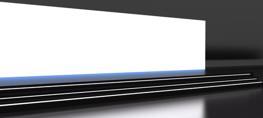 Conference Stage Designs. Meeting event scene, party scene design. Empty stage design for mockup and corporate identity, display. Platform elements in hall. 
