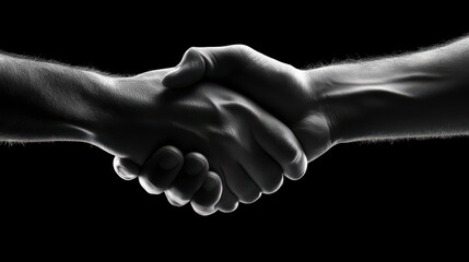 Two hands shaking in a silhouette.