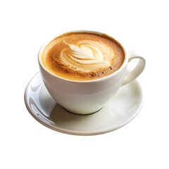 Hot cappuccino coffee cup isolated with transparent background