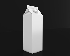 Milk box mockup. 3d white cardboard template for juice, milk and beverage package. Closed rectangular container brand presentation isolated 