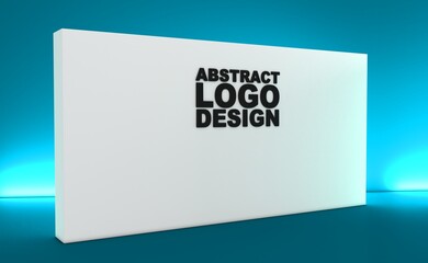 3D exhibition stand. White empty geometric square. White blank promotion.  Presentation event room display. Blank wall. Blank mock-up box product isolated. Mockup for press wall, pop up. Template