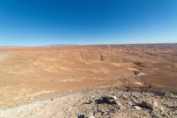 Desert road with geological interest in the commune of Camarones, Arica, northern Chile
