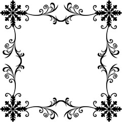 Decorative snowflakes ornament frame border