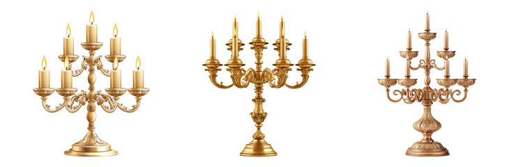 PNG Elegant Candelabras for Home or Event Decor. Isolated on transparent background