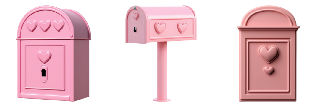 Charming Pink Mailbox Designs with Heart Motifs for Romantic and Cute Aesthetic Settings - Powered by Adobe