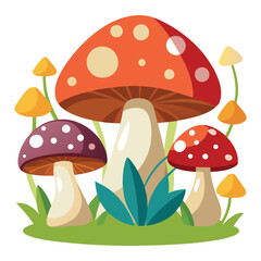 vector a clear a cluster of mushrooms with layered