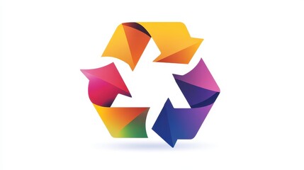 Colorful gradient recycle logo. Vibrant symbol for sustainable practices isolated on a transparent or white background