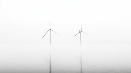 Wind turbines on a clean white background, showcasing their sleek design and representing sustainable energy.