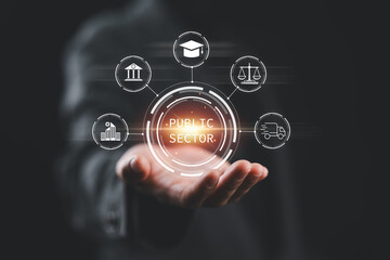 Public sector concept. Government, education, health, municipal service, provide people...