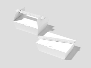 White Blank Takeaway Food Box Packaging with Chopstick Mockup 3D Isolated