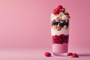 Colorful Berry Parfait in a Tall Glass